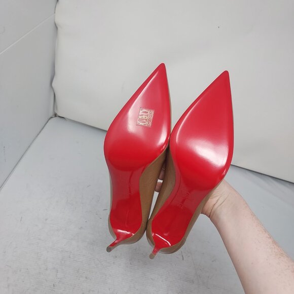 CHRISTIAN LOUBOUTIN Sporty Kate Patent Tan Pump Shoe - Picture 2 of 9